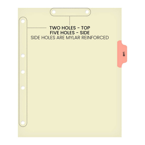 Chart Dividers, Side Tab, Position 3, Lab, Pink, 100/Box