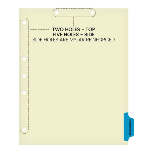 Chart Dividers, Side Tab, Position 6, Correspondence, Blue, 100/Box