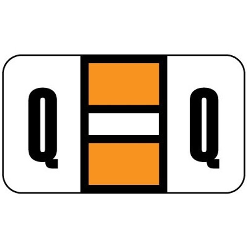 Safeguard Alpha Labels, 514-Series, 15/16 H x 1 5/8 W, Letter Q, Orange, 500/Roll (SGAM-Q)