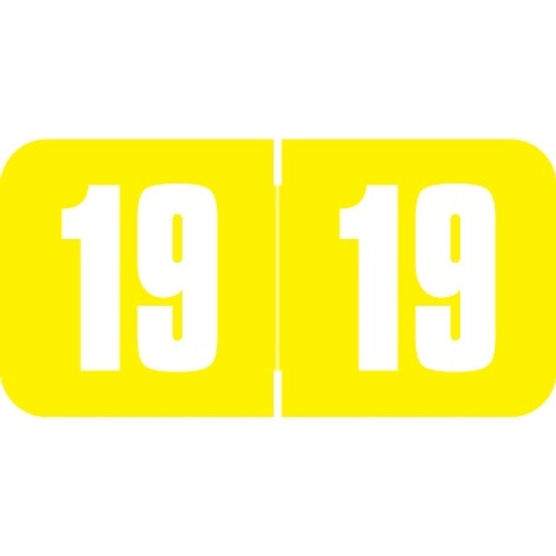 Safeguard Compatible Year Labels, 2019, Yellow 3/4 x 1-1/2, 500/RL