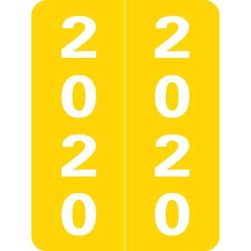 Smead Year Labels, 2020, Yellow, 2 H x 1 1/2 W, 500/Roll