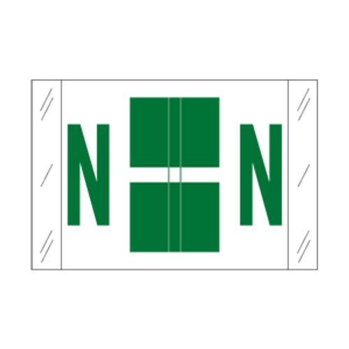 Tab Alpha Code Labels Letter N Dark Green 14114