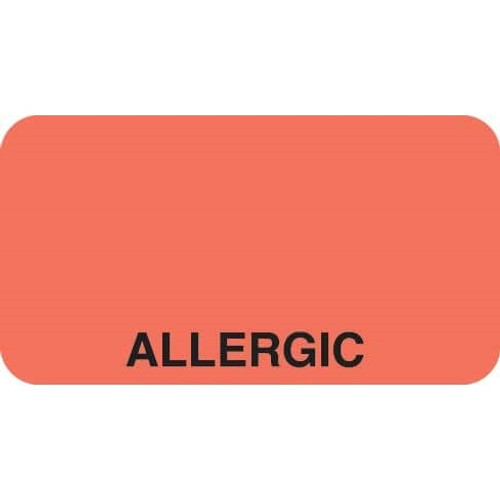 Allergy Labels, Allergic, 1-5/8 x 7/8, Fl. Red, 500/RL (UL019)