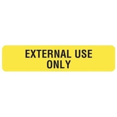 External Use Only, 1-5/8"W x 3/8"H, Yellow, 500/Roll