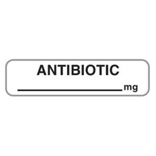 Veterinary Drug Syringe Labels, Antibiotic mg, 1-1/4" W x 5/16" H, White, 760/RL (V-AN468)