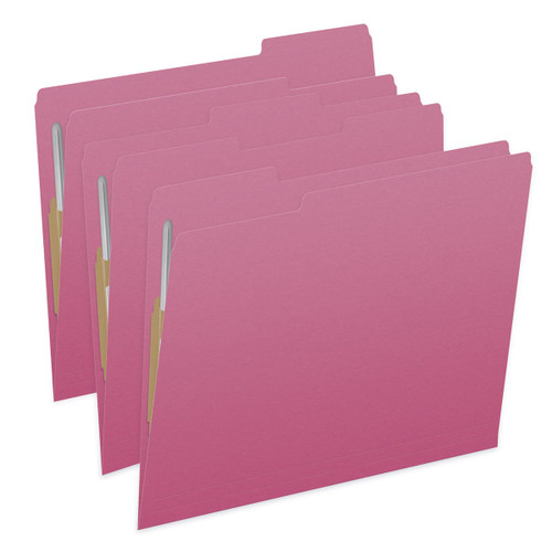 Pink File Folders, Letter Size, 2 Fasteners, 1/3-Cut Single-Ply Tab, 50/Box (S-30503-PNK-13)