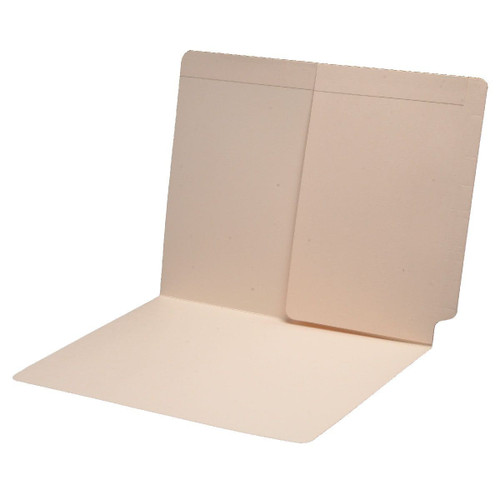 End Tab Pocket Folders, Letter Size, Reinforced Tab, No Fastener, Half Pocket, 11pt Manila, 50/Box