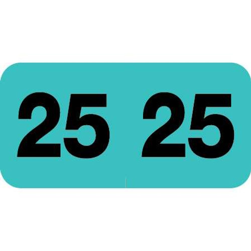 Control-O-Fax Compatible Year Labels, 2025, Aqua, 3/4 x 1-1/2, 500/RL