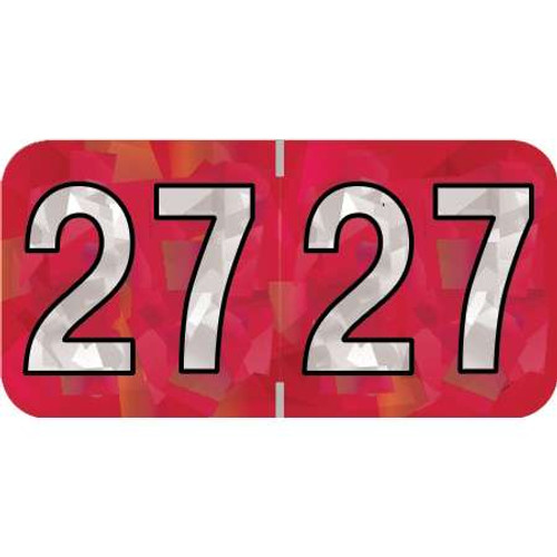 PMA Compatible Year Labels, 2027, Holographic Red, 3/4 x 1-1/2, 500/RL