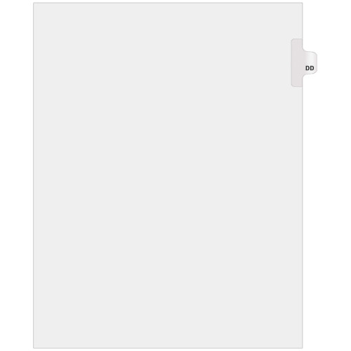 Alphabetical letter-size index divider with a side tab labeled 'DD'