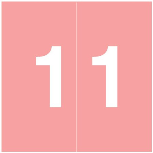 S&W KKL Numeric Labels, SWNM-Series, 1-1/2 H x 1-1/2 W, Number 1, Pink