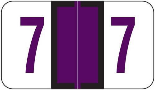 Jeter Numeric Labels, 6190-Series, Number 7, Purple, 500/Roll, 15/16x1 5/8