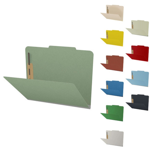 Pressboard File Folders with 2 Fasteners – Assorted Colors, Top Tab, 25/Box