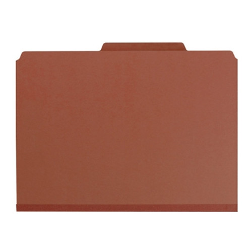 Smead SafeSHIELD Pressboard Classification Folders, 3 Dividers, Legal Size, Red, 10/Box
