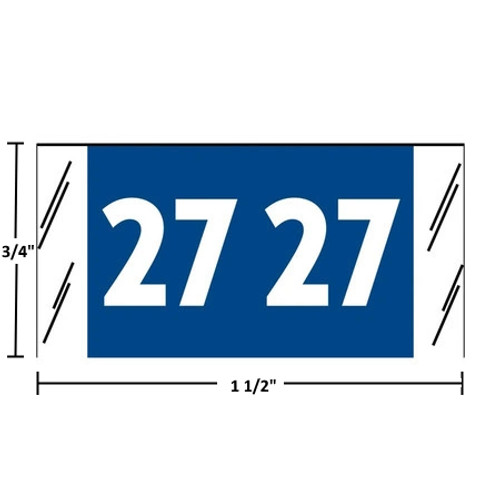Col’R’Tab 51700 2027 year label, dark blue, 3/4" x 1-1/2", 500/roll
