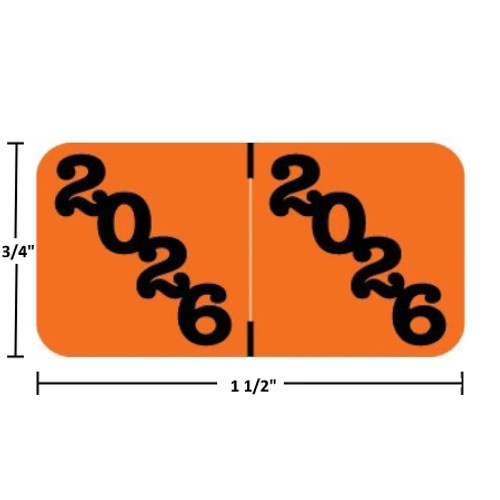 Jeter Compatible JTYM-26 Year Labels – 2026 Orange, 3/4" x 1-1/2", 500/Box