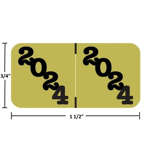 Jeter Compatible JTYM-24 Year Labels – 2024 Gold, 3/4" x 1-1/2", 500/Roll