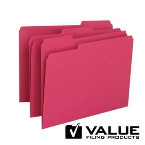 File Folder, 1/3-Cut Tab, Letter Size, Red, 100/Bx (21124)