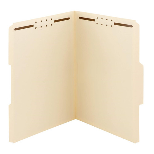 File Folders, Letter Size, Reinforced 1/3-Cut Tab, 2 Fasteners, Manila, 50/Box