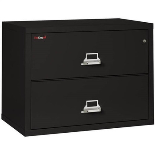 FireKing Lateral File Cabinet, 1-Hour Fire Resistant, 2-Drawer, Letter/Legal, 38" Wide, Black