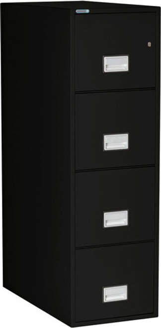 Phoenix LTR4W31 Fireproof File Cabinet, 4-Drawer, Letter Size, 31" Deep, 1-Hour Fire-Rated, Black - Closed
