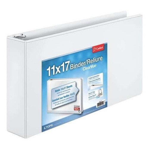White ClearVue 11x17 Binder – 3-Ring, Landscape, Round Ring, 3" Capacity