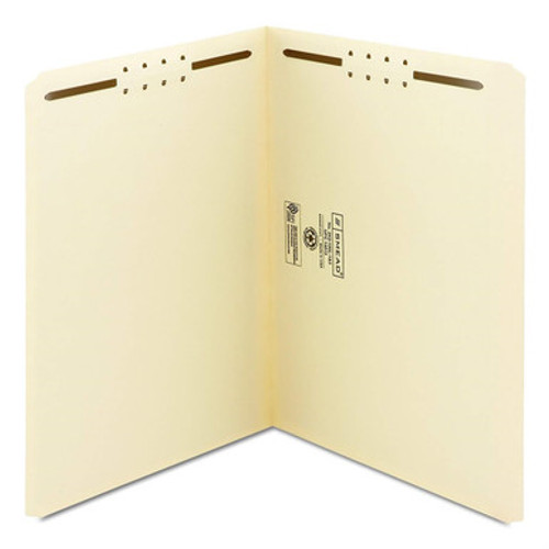 Smead reinforced file folder, letter size, manila, 2 fasteners, straight-cut tab