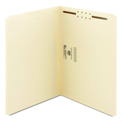 Smead reinforced file folder, letter size, manila, 1 fastener in position 1, straight-cut tab