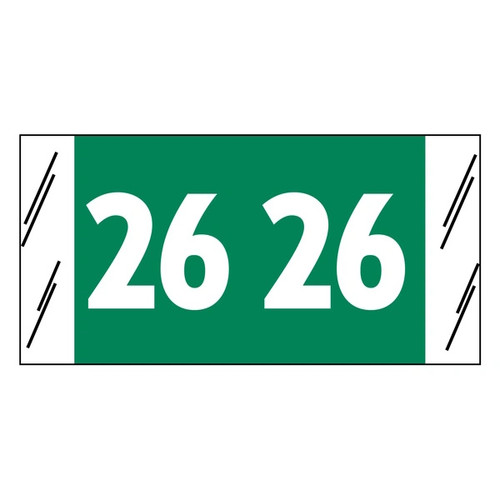 COL'R'TAB Compatible Year Labels – 2026 – Green – Laminated – 3/4" x 1-1/2" – 500/Roll