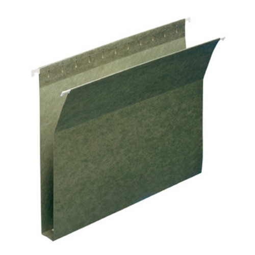 Smead box bottom hanging file folder with 3 inch capacity label, green color