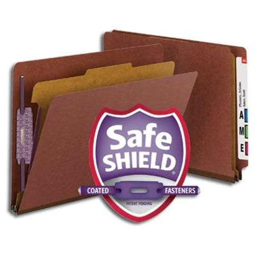 Smead End Tab Classification Folders, 1 Divider, Letter Size, Red, 10/Box