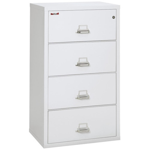 FireKing Lateral File Cabinet, 1-Hour Fire Resistant, 4-Drawer, Letter/Legal, 31" Wide, Artic White