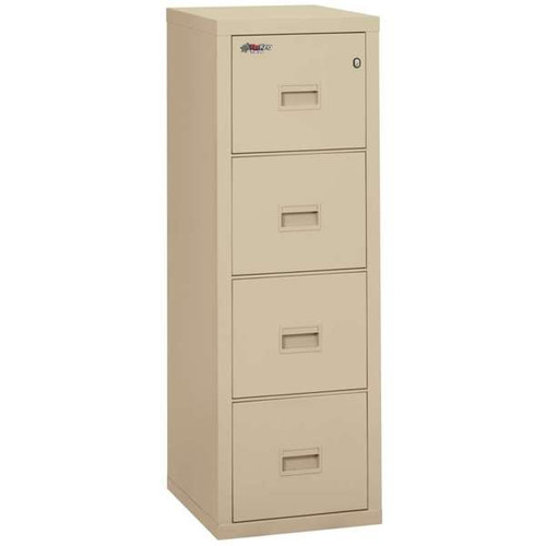 FireKing Turtle 4-Drawer Fireproof File Cabinet in Parchment color, with all drawers closed.