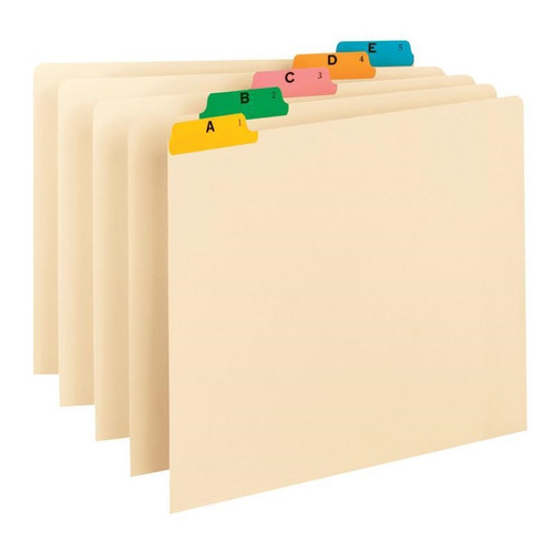 Smead Guides, Multi-Colored Fused Poly 1/5-Cut Tab (A-Z), Letter Size, Manila, 25/Set