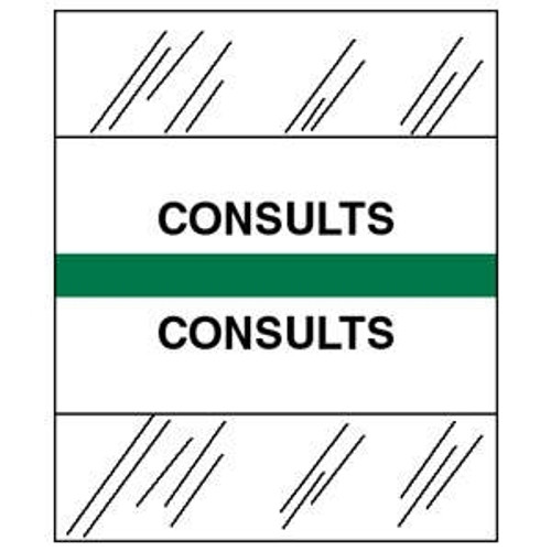 Medical Chart Index Tabs, Consults, Green, 1/2 x 1-1/4, 100/Pk (54523)
