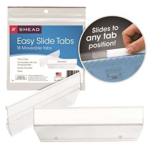 Smead Easy Slide Hanging Folder Tabs - Clear Poly Tab(s
