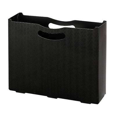 Smead Poly File Box - Black with wave pattern, 3" expansion, die-cut handles, letter/legal size