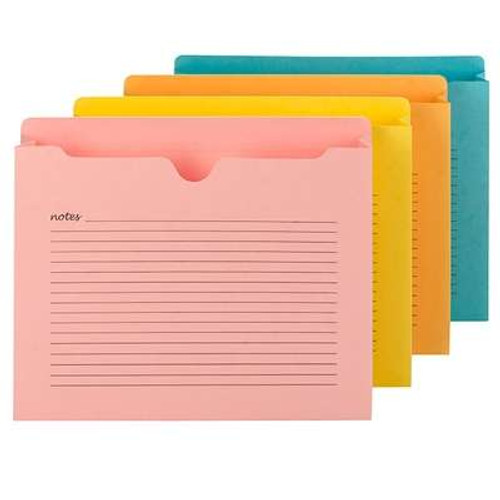 Smead Notes File Jackets, Letter Size, 2" Expansion, Assorted Colors, 12/Pack