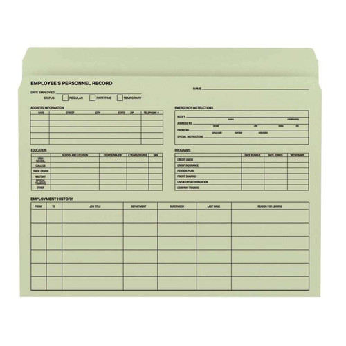 Smead Employee Record File Folder, Letter, Moss, 20/Pack (77000)