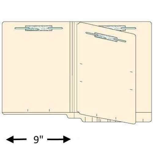 Classification Folders, End Tab, Letter Size, Drop Front, 3/4" Exp, 4 Fasteners, 1 Divider, 11pt Manila, 25/Box
