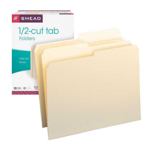 Smead Manila File Pockets, Letter, 2/5-Cut, 50/Box (75487)