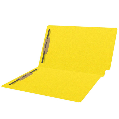 Colored Folders, End Tab, Legal Size, 3/4" Expansion, Fastener Positions 1 and 3, 11pt Yellow, 50/Box