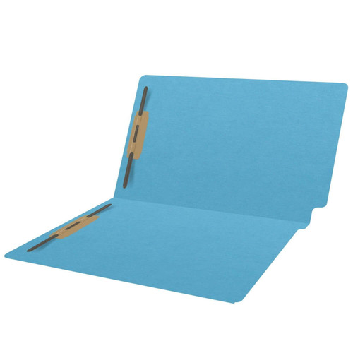 Colored Folders, End Tab, Legal Size, 3/4" Exp, Fasteners Pos 1/3, 11pt Blue, 50/Box