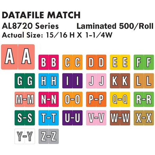 Amerifile Alpha Labels A-Z Full Set with Tray, 500 Labels/Roll