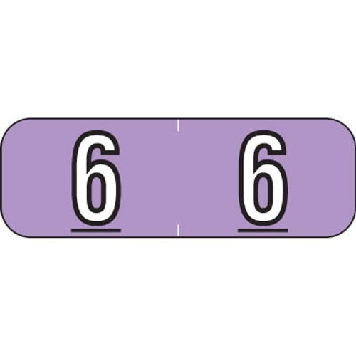 Barkley Numeric Labels, NBAM, 1 1/2 x 1/2, Number 6, Lavender, 500/RL (BANM-6)
