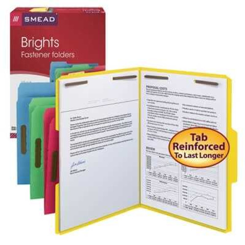 Smead Fastener File Folder, 2 Fasteners, 1/3-Cut Tab, Letter (11975)