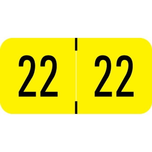Digi-Color Year Labels, 2022, 1 1/2 x 3/4, Yellow, 500/Roll (DGYM-22)