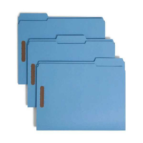 Stack of Three Smead Fastener File Folders Blue