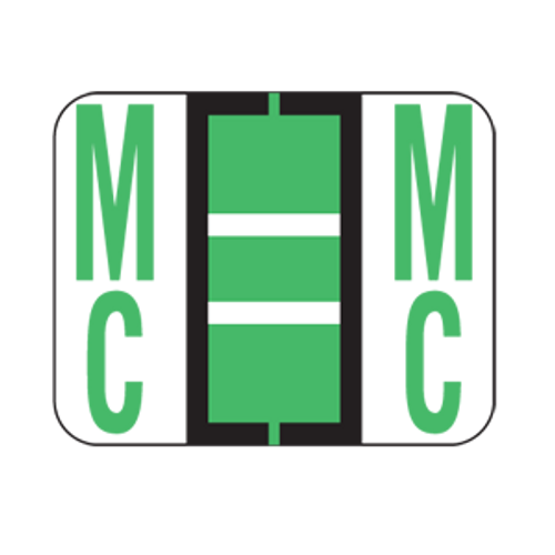 File Doctor Alpha Labels, 1 H x 1 1/4 W, Letter Mc, Fl Green, 500/Roll, FDAV-MC