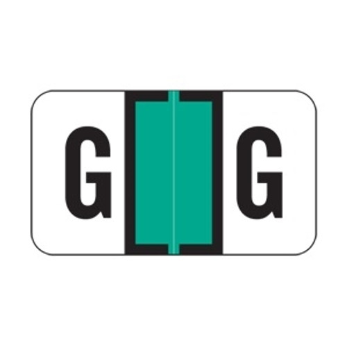 Jeter Alpha Labels, 2800-Series, 15/16 H x 1 5/8 W, Letter G, Aqua, 500/Roll, JEAM-G